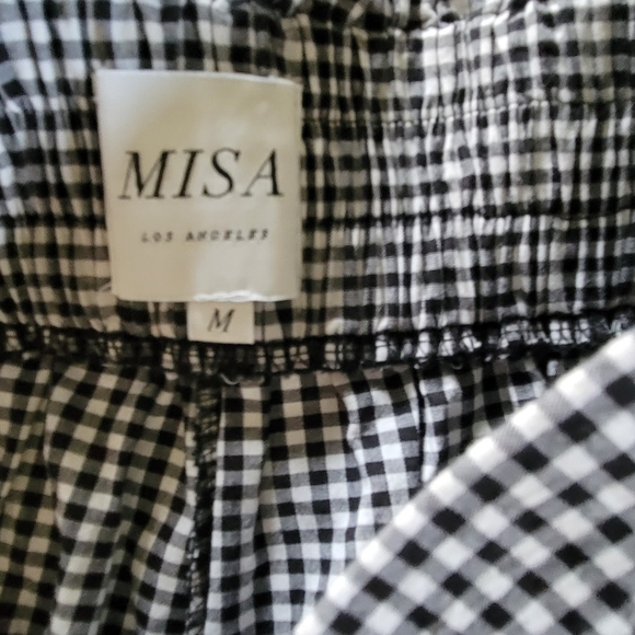 MISA Matos Los Angeles wide leg cropped gingham pant. - Picture 4 of 7